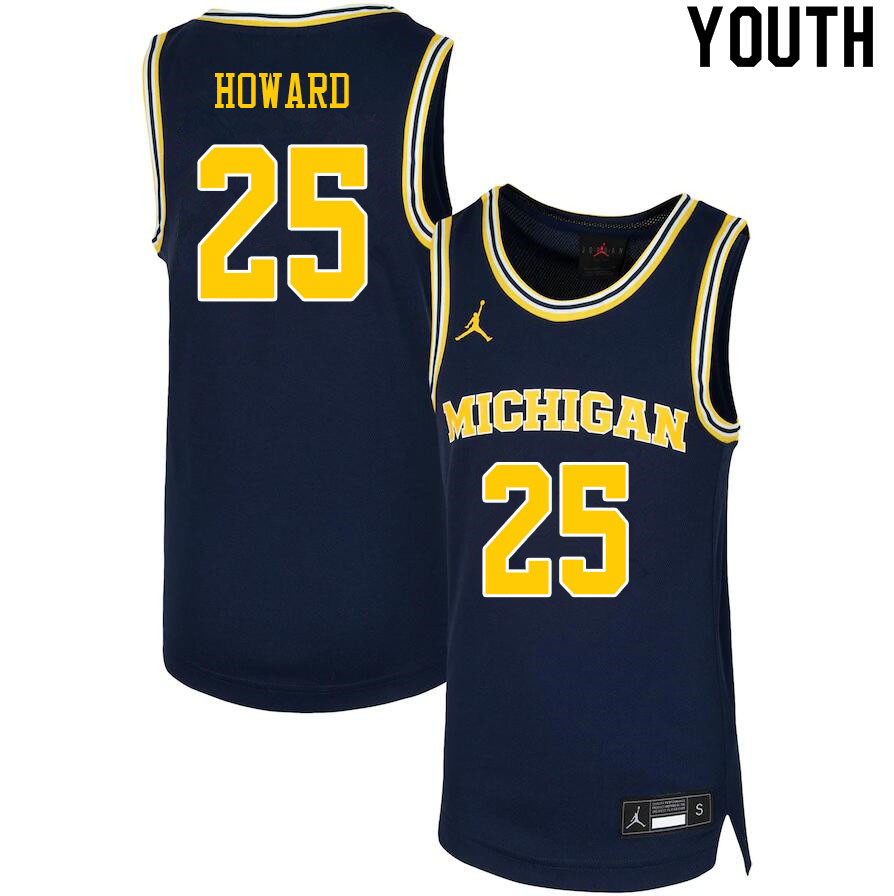 Youth #25 Jace Howard Michigan Wolverines College Basketball Jerseys Sale-Navy